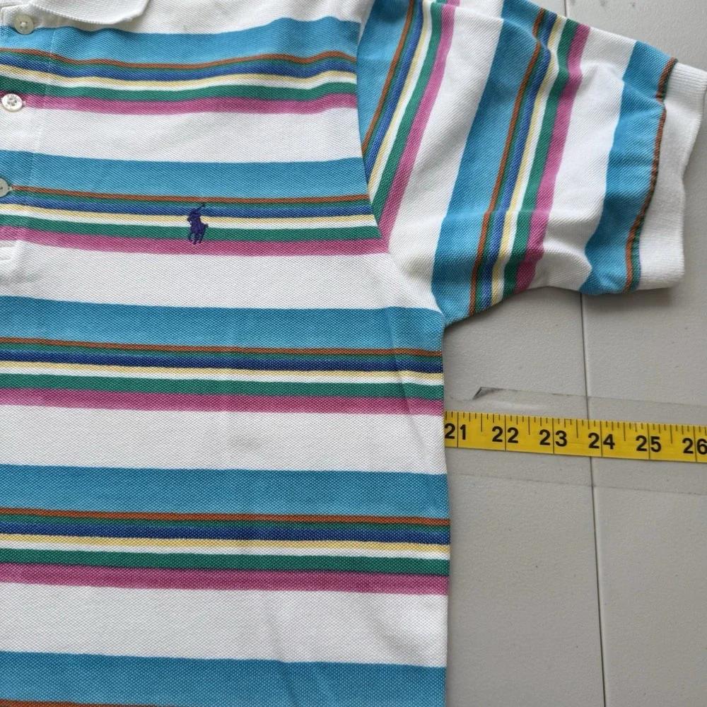VTG Polo‎ Ralph Lauren Polo Shirt Mens S Pastel Stripes Blue Pony Preppy 90s Y2k